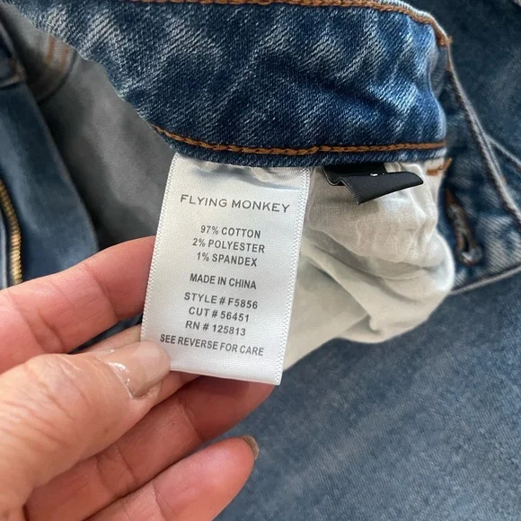 Flying Monkey high rise wide cuffed wide leg medium wash blue denim jeans sz 31 - Picture 8 of 16